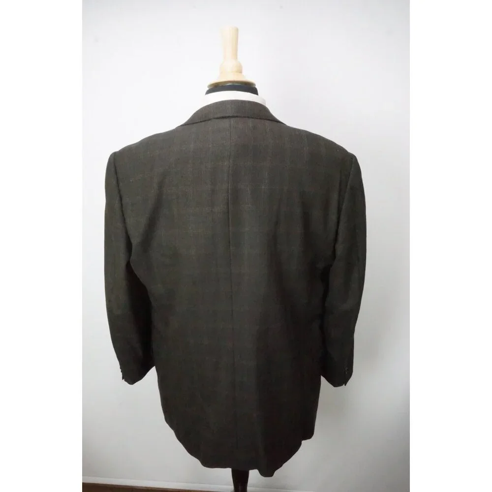 Ermenegildo Zegna Green Plaid 100% Wool Sport Coat Jacket Sz 44R